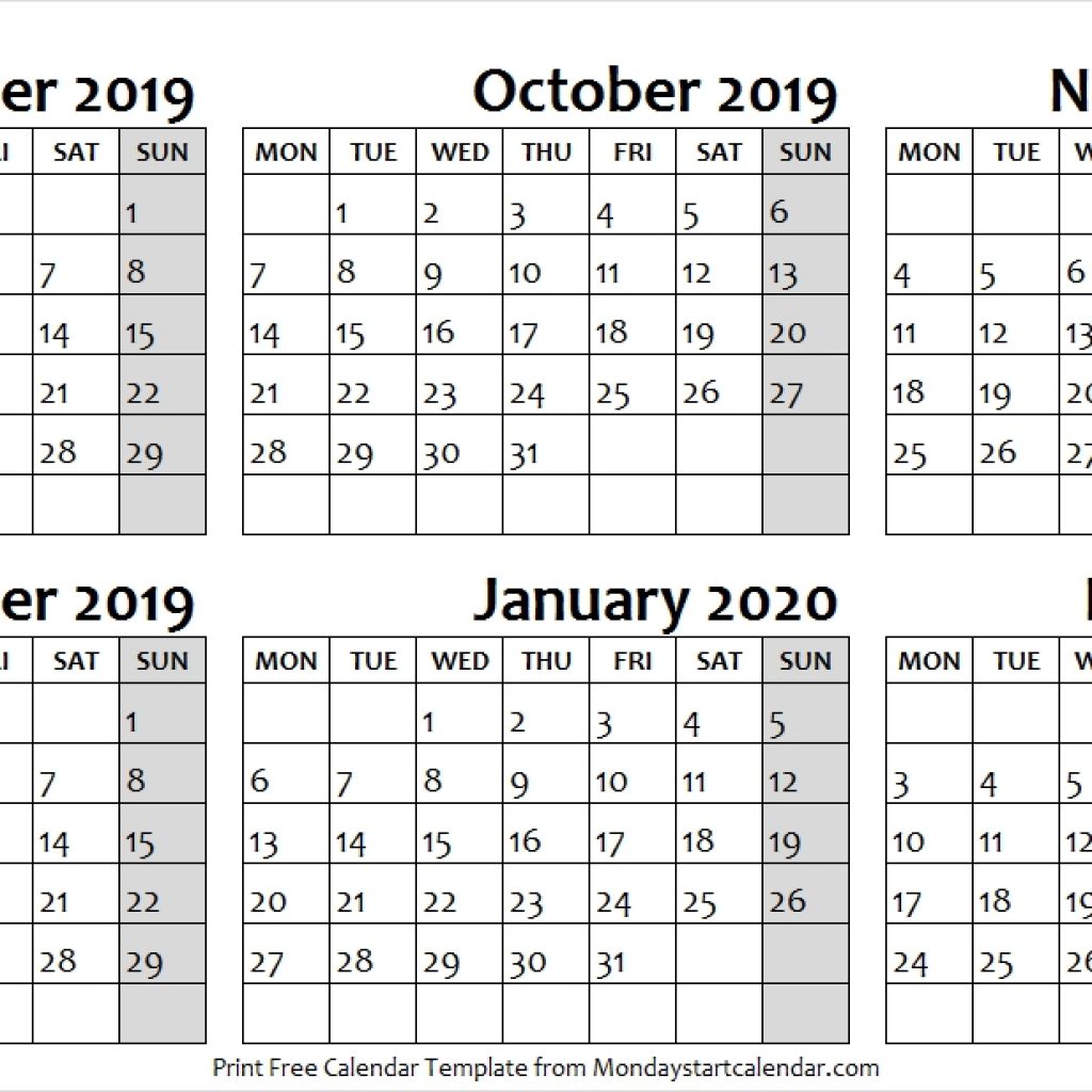 September 2019 February 2020 Calendar Template Free Template