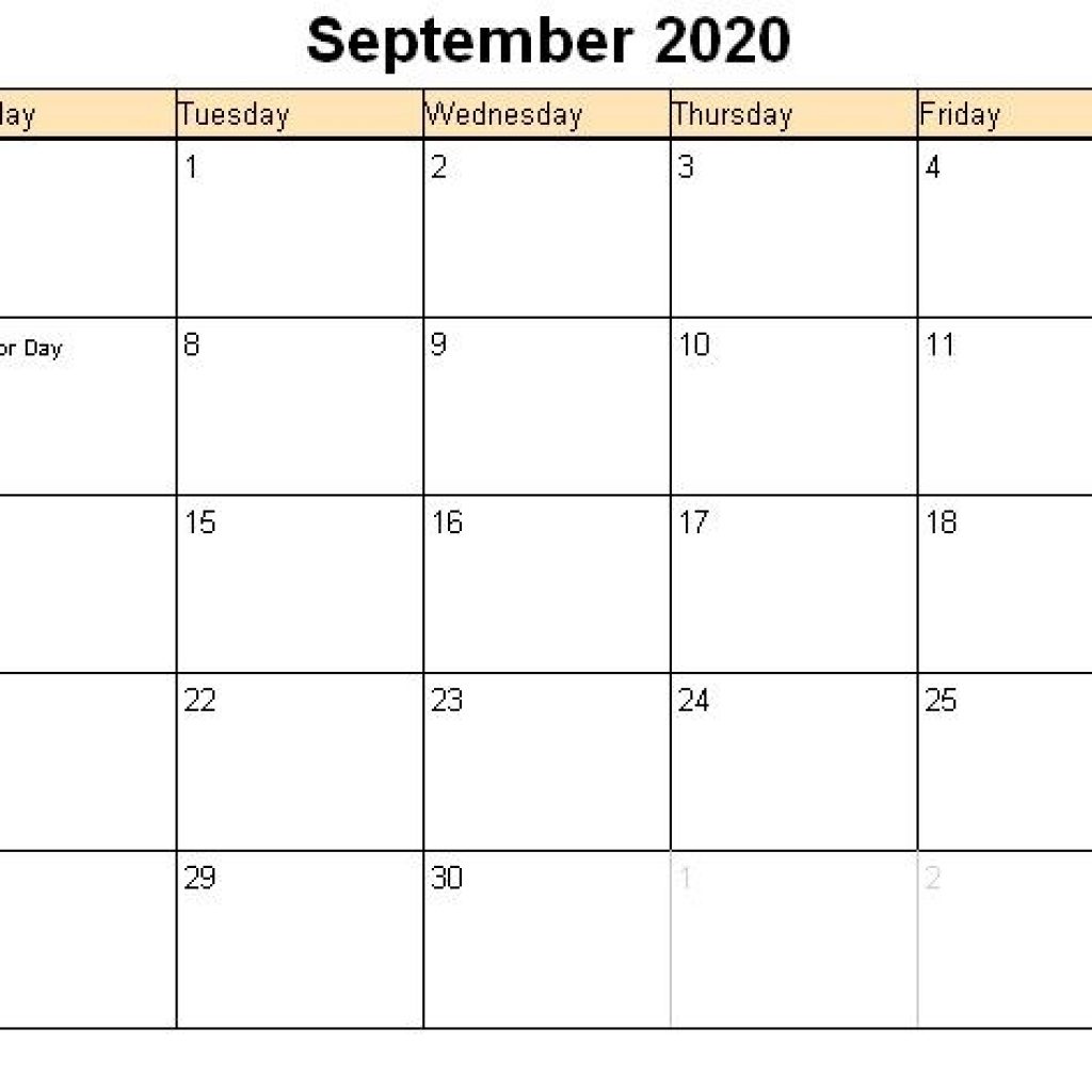 September 2020 Printable Calendar Printable Hub