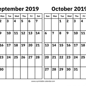 October 2019 Calendar Printout