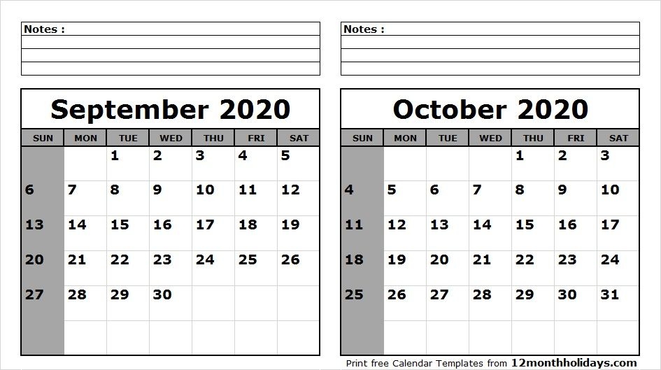 September October 2020 Calendar Printable 2018 Calendar 2021