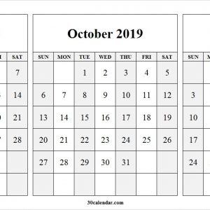 September To November 2019 Calendar 3 Month Calendar Template