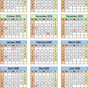 Split Year Calendar 201920 July To June Pdf Templates