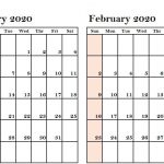 Two Month January February 2020 Calendar 2020 Calendars December