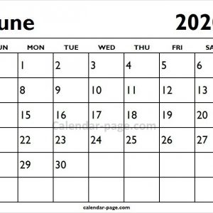 2020 June Printable Calendar Page | Blank Calendar