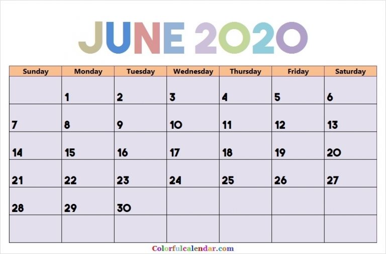 Download Cute June 2020 Calendar Design In Jpg | 2020 Calendar