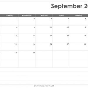 Editable September 2020 Calendar