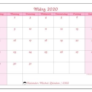 Kalender März 2020 (63Ss) - Michel Zbinden De