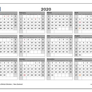 2020 Calendar, New Zealand - Michel Zbinden En