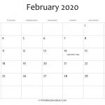 February 2020 Editable Calendar With Holidays