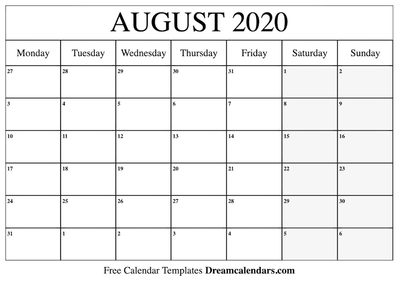 Ko-Fi - Printable August 2020 Calendar - Ko-Fi ❤️ Where