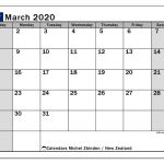 March 2020 Calendar, New Zealand - Michel Zbinden En