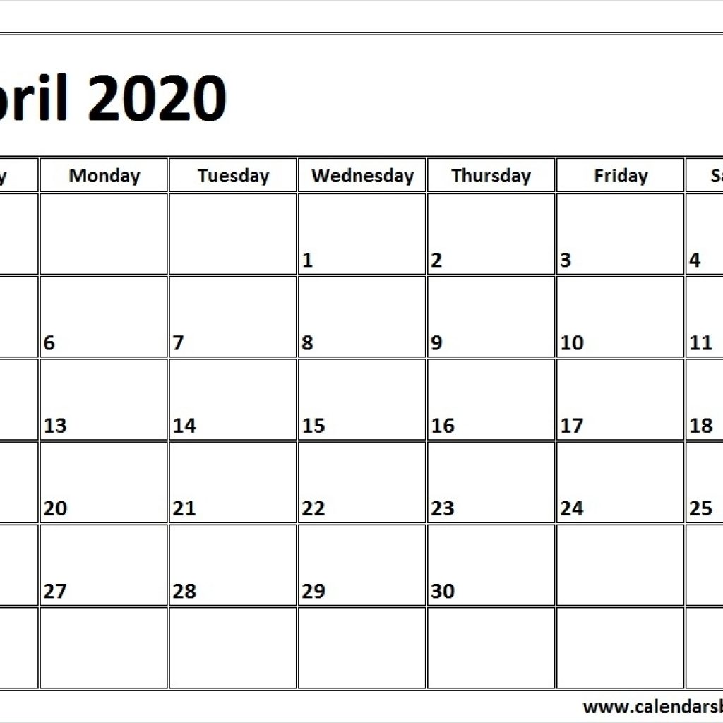 Print April 2020 Calendar Template | Blank Printable Calendar