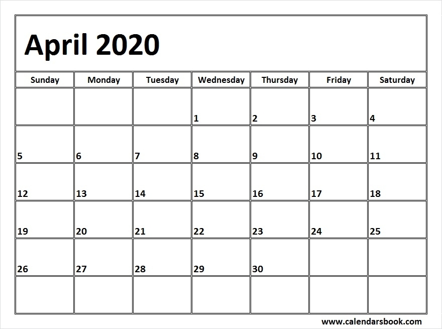 Print April 2020 Calendar Template | Blank Printable Calendar