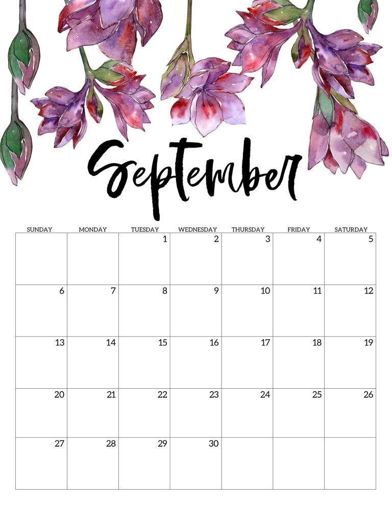 2020 Free Printable Calendar - Floral | Free Printable