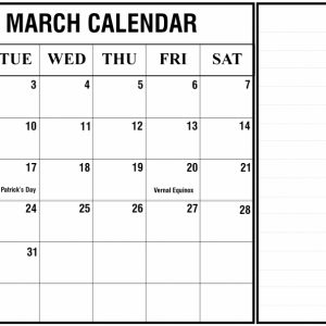 2020 March Calendar Printable Editable Template Blank 5 In