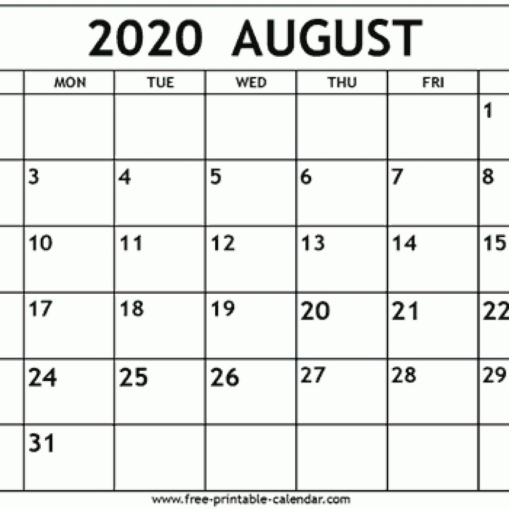 August 2020 Calendar Template - Free-Printable-Calendar