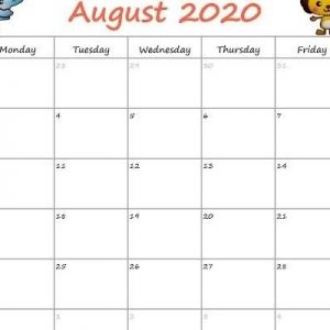 Cute August 2020 Calendar Smart Trip Planner | Free