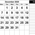 December 2020 Calendar Printable Office Planner With Notes