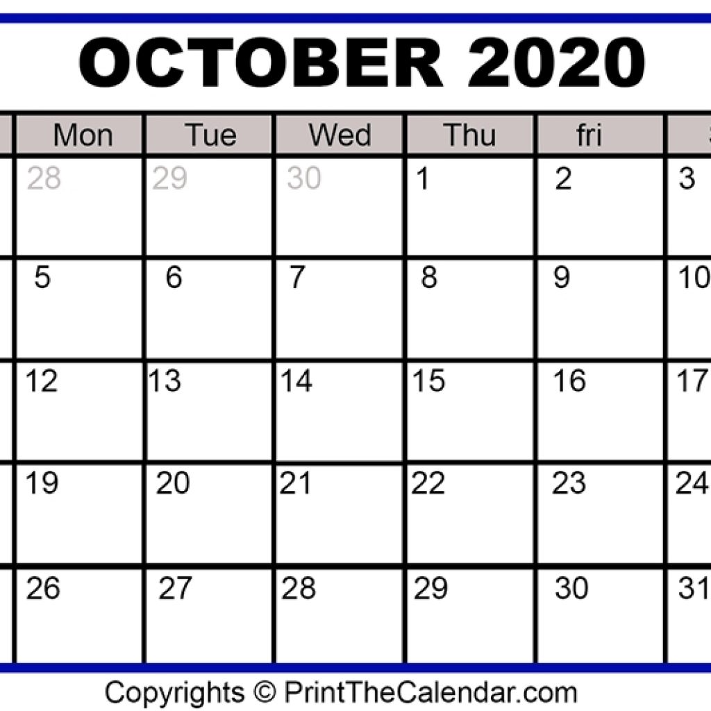 😃[Free}*^ October 2020 Printable Calendar For Word, Excel &amp; Pdf