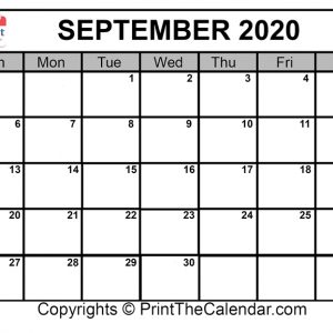 😃[Free}*^ September 2020 Printable Calendar For Word, Excel