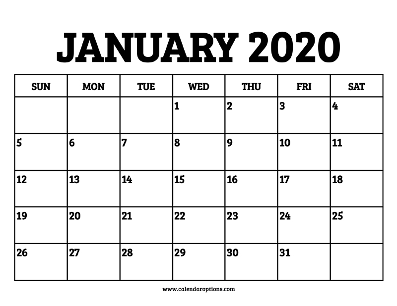 January 2020 Calendar Printable – Calendar Options