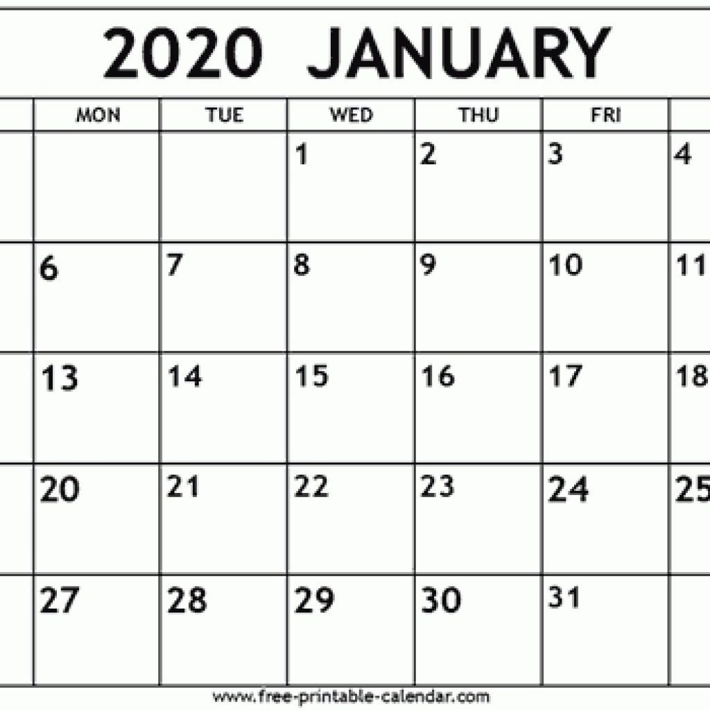 January 2020 Calendar Template - Free-Printable-Calendar