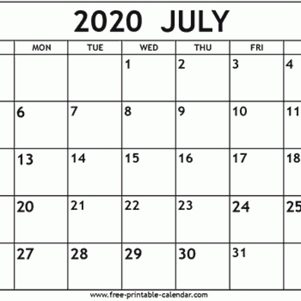 July 2020 Calendar Template - Free-Printable-Calendar