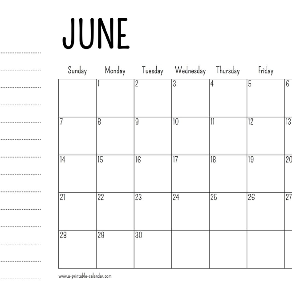 June 2020 Printable Calendar