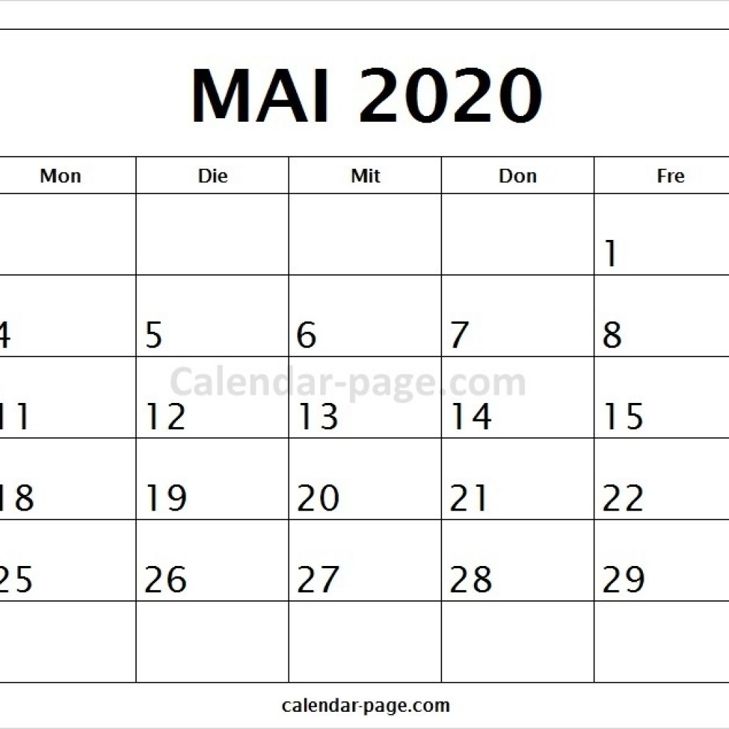 Kalender Mai 2020 Drucken | Kalender 2020 Zum Ausdrucken