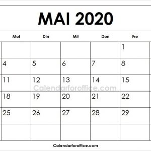 Kalender Mai 2020 Zum Ausdrucken | Mit Ferien Schweiz