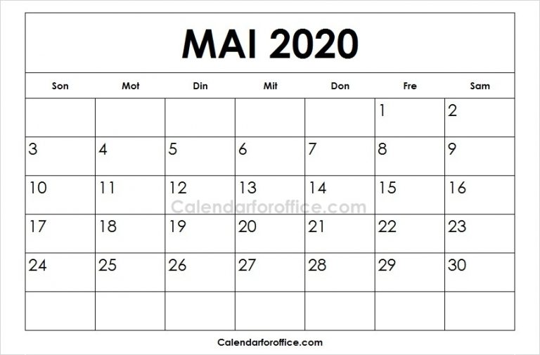 Kalender Mai 2020 Zum Ausdrucken | Mit Ferien Schweiz