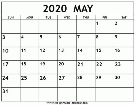 May 2020 Calendar Template - Free-Printable-Calendar