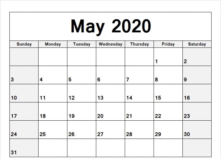 May 2020 Calendar Word | Free Printable Calendar Templates