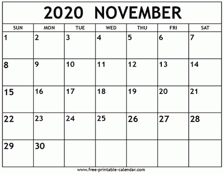 November 2020 Calendar Template - Free-Printable-Calendar