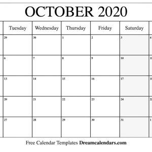 Printable October 2020 Calendar - Ko-Fi ❤️ Where Creators