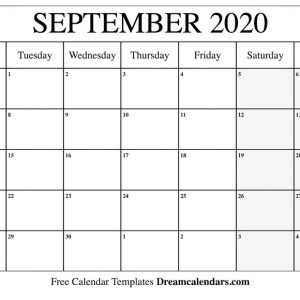 Printable September 2020 Calendar - Ko-Fi ❤️ Where