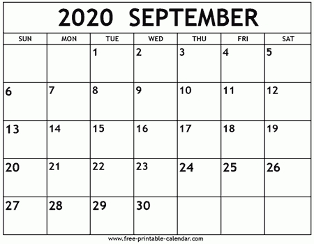 September 2020 Calendar Template - Free-Printable-Calendar