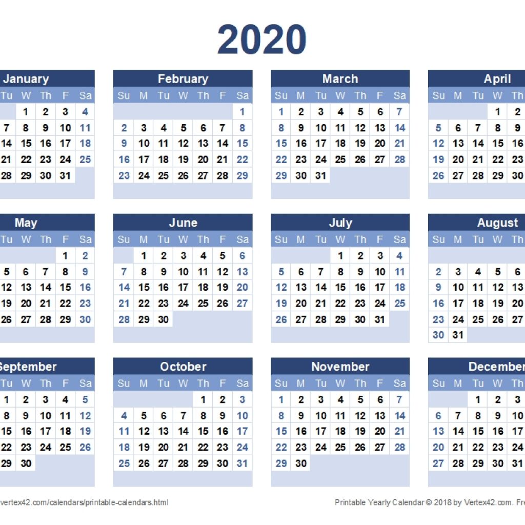 2020 Calendar Templates And Images