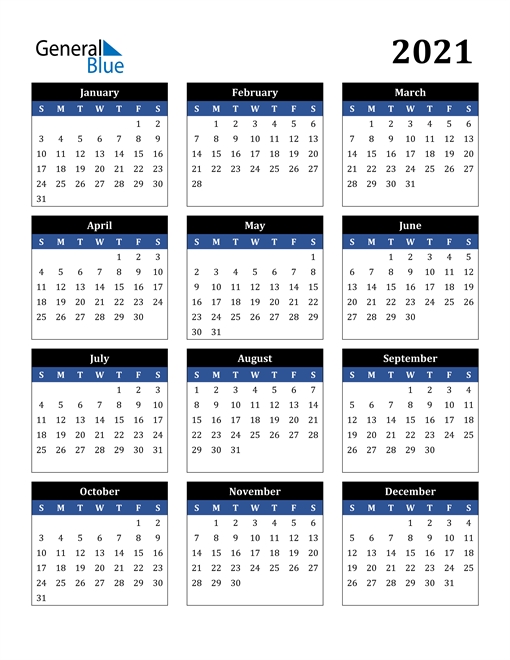 2021 Calendar (Pdf, Word, Excel)