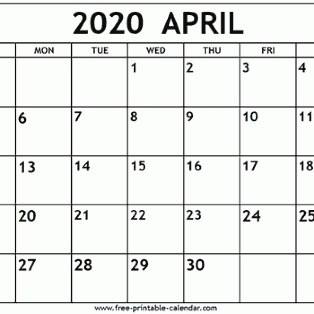 April 2020 Calendar Template - Free-Printable-Calendar