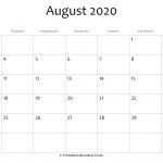 August 2020 Editable Calendar With Holidays