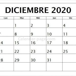 Calendario Diciembre 2020 - Calendario Mensual 2020 Para