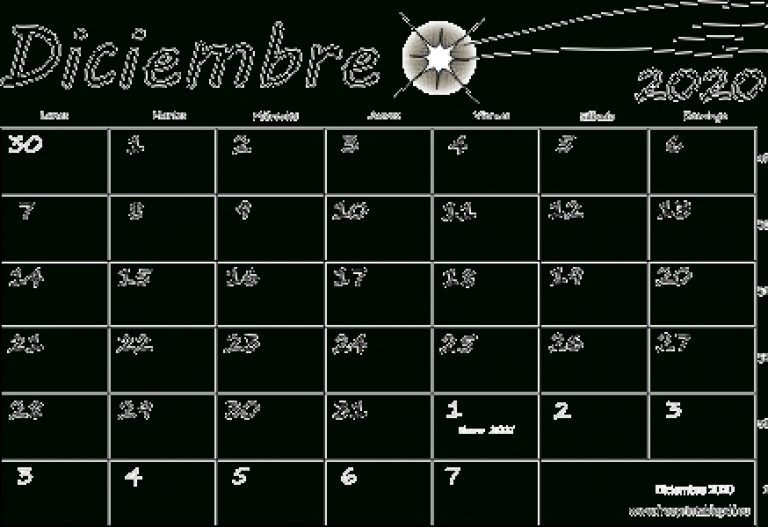 Calendario Diciembre 2020 Para Imprimir | Imprimir El Pdf Gratis