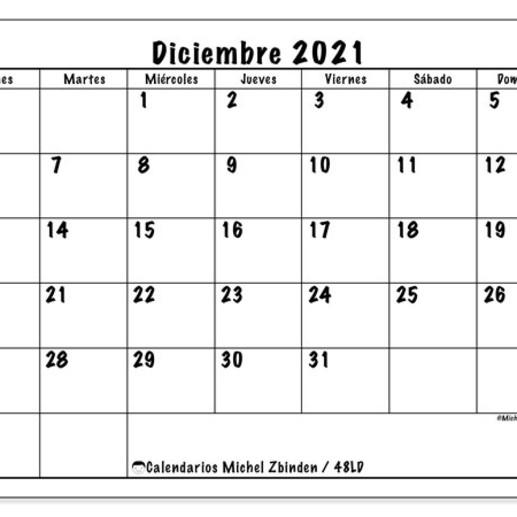 Calendario Diciembre 2021 (48Ld) - Michel Zbinden Es