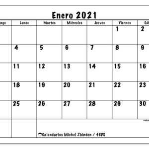 Calendario Enero 2021 (48Ds) - Michel Zbinden Es