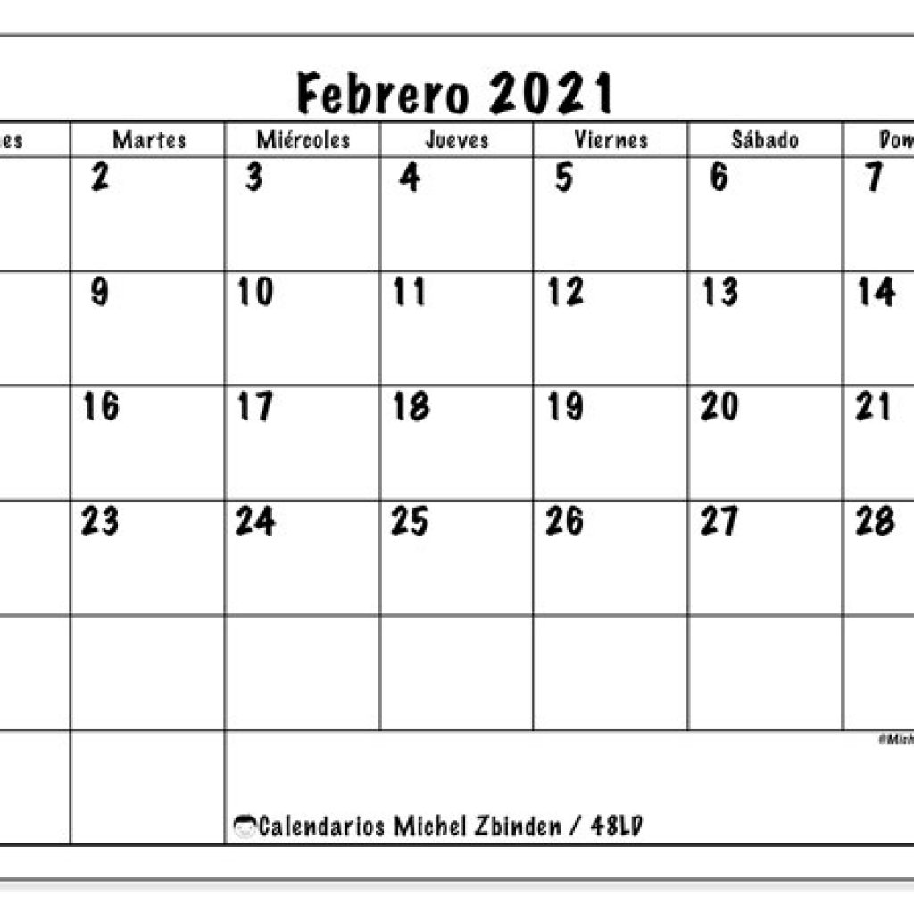 Calendario Febrero 2021 (48Ld) - Michel Zbinden Es