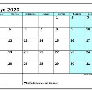 Calendario Mayo 2020 (59Ld) | Calendario De Diciembre