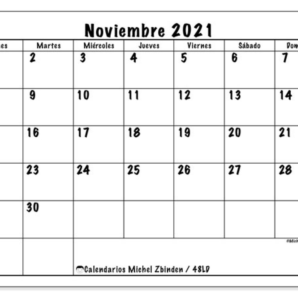 Calendario Noviembre 2021 (48Ld) - Michel Zbinden Es