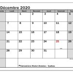 Calendrier Décembre 2020, Québec (Canada) - Michel Zbinden Fr