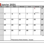 Calendrier Janvier 2021, Canada - Michel Zbinden Fr